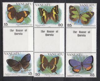 Vanuatu 1983 Butterflies Sc.  346 - 348 Gutter Pairs Cplte Never Hinged