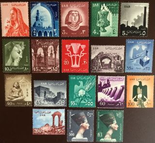 Egypt 1959 - 60 Complete Definitive Set Of 18 To £1 Mnh