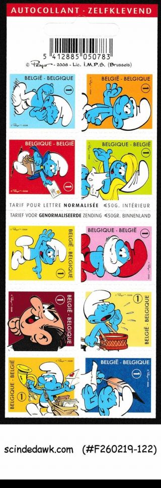 Belgium - 2008 The Smurfs Cartoon Animation Sg 4201 - 10 Stamp Booklet Mnh