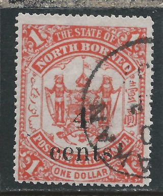 North Borneo 1904 - 05 4c On $1 Scarlet Fu Sg 154 Cat £48