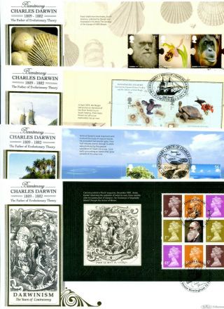 2009 Charles Darwin Prestige Booklet Great Britain Benham Blcs Fdc X4 Vgc
