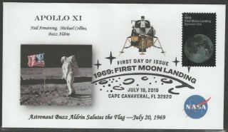 Apollo 11 First Lunar Landing First Day Cover Buzz Aldrin Salutes Flag