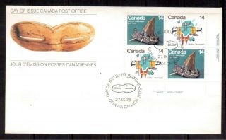 Canada 1978 First Day Cover 769/72,  Inuit - Travel