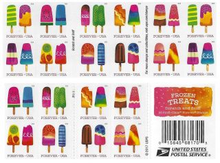 scratch - and - sniff USPS.  2018 Frozen Treats.  Booklet of 20 Forever Stamps. 4