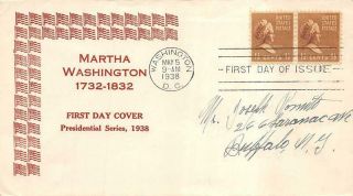 805 1 1/2c Martha Washington,  First Day Cover Cachet [e496130]