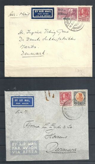 Siam/thailand.  2 Letters Send To Denmark 1934,  1936
