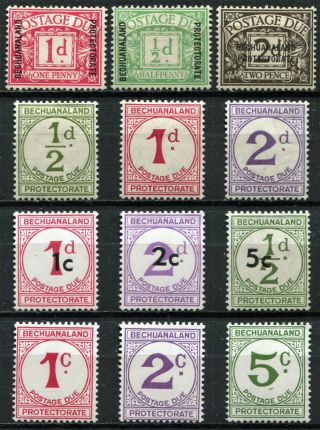 Bechuanaland Postage Dues,  Sg D1 - D12,  Hinged & Never Hinged,  Cv £48