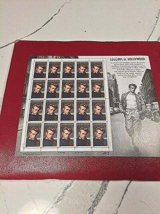 1996 Us Scott No.  3082 James Dean Stamp Sheet Of 20 Stamps Legends Of Hollywood