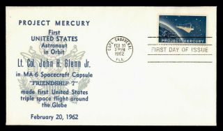 Dr Who 1962 Fdc Space Project Mercury Cachet E66501