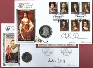 Pair 2010 Signed First Day Coin Covers - Royal House Of Stuart - Dunbar & London