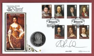 PAIR 2010 SIGNED FIRST DAY COIN COVERS - ROYAL HOUSE OF STUART - DUNBAR & LONDON 2