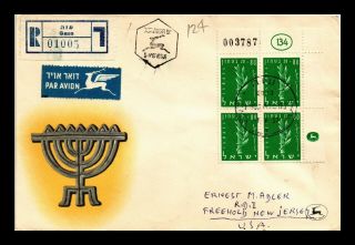 Dr Jim Stamps Security Of Israel Registered Airmail Fdc European Size Cover