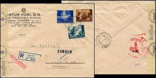 Cr178.  Croatia State Ndh Cover From Zagreb To Aussig 1942 Censored