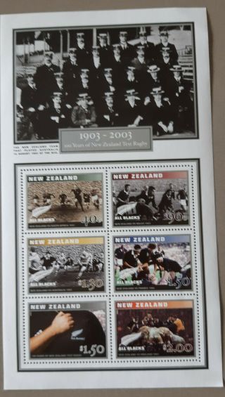 100 Years Of Zealand Test Rugby.  Zealand 2003 Miniature Sheet - Mnh.