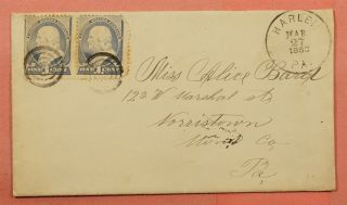 Pair 1888 Dpo 1887 - 1904 Harlem Pa Cancel,  Letter