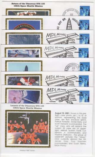 Sss: 8 Pcs Colorano Silk 2001 34c Sts - 105 Discovery Space Shuttle Sc 3466