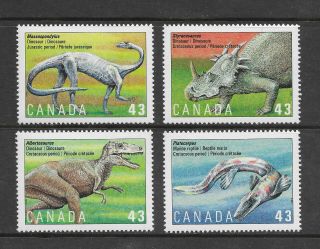 Canada Scott 1495 - 98 43c Prehistoric Life,  Dinosaurs,  Set Of 4 Singles Mnh