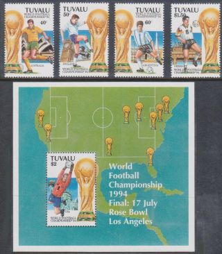 (q39 - 21) 1994 Tuvalu Set Of 4 Stamps & M/s World Cup (t)