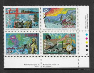 Canada Scott 1233 - 1236 Explorers - Iv Inscription Block Of 4 Ll Mnh