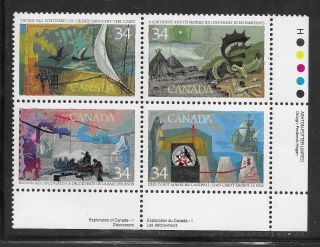 Canada Scott 1104 - 1107 Exploration Of Canada P/b Of 4 Lr Cv $4.  50 Mnh