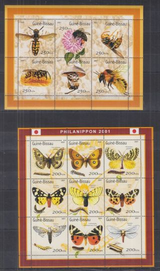 N703.  Guinea - Bissau - Mnh - Nature - Butterflies - Worms - Bees - Flowers