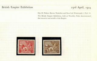 Gb Kgv 1924 British Empire Exhibition Set Of 2 Stamps Never Hinged