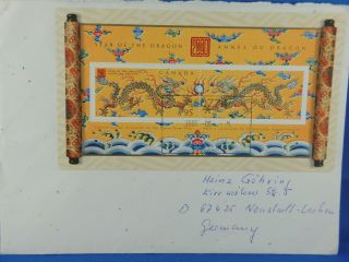 Canada Old Cover 2000 With Year Of Dragon Sheet To Germany (n13/95)