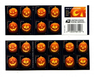 Usps 20 Halloween Jack O Lantern Forever Us Postage Stamps 2015 Booklet Pumpkins