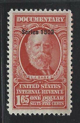 1953 U.  S.  Scott R635 - $1.  65 L.  J.  Gage Documentary Revenue Stamp - Mh