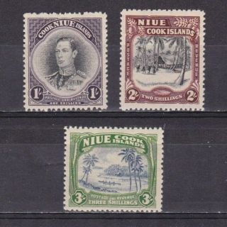Niue 1938,  Sc 73 - 75,  Cv $30,  Local Motives,  George Vi,  Mh