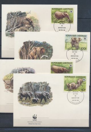Xb72343 Gabon 1988 Elephant Animals Wildlife Wwf Fdc 