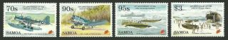 Samoa 1995 50th Anniversary End Of World War Ii Military Aircraft Ships Set Mnh