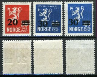 Norway 1927,  Overprint Set Mnh,  Nk 156 - 158,  Mi 133 - 135 Cat 65€