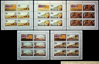 Niue Bicentenary Discovery Of Hawaii 5 Fine Sheets 214 - 18 Value $ 19.  75