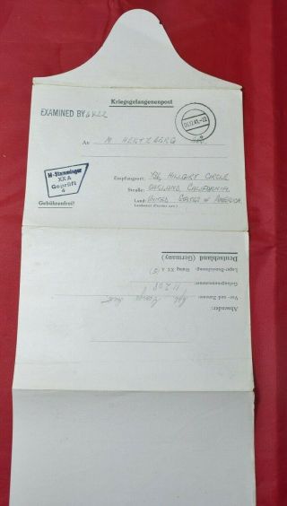 Thorn Poland German Pow Camp Xxa 1941 Dec 6 Censored Letter Card To United State