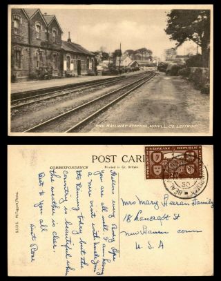 Ireland Railway Station Mohill Co 1950 Picture Postcard To Us