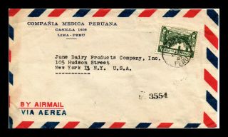 Dr Jim Stamps Lima Peru Airmail Tied Postal History Commercial Cover