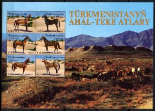 Turkmenistan 2001 - Bloc Horses / Animals / Akal Teke Mnh