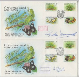 Christmas Island 1988 Wildlife Definitive Sets Of 4 On 2 Illustrated Signed Fdcs
