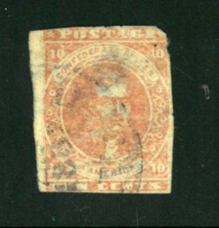 Us Stamp,  Confederate States 1862 Sc 6 10c Brown Rose