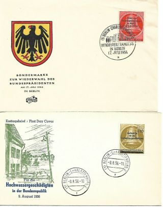 Berlin,  Germany 2 Freedom Bells - 1954 Fdc & 1956 Fdc,  Two Bell Overprints