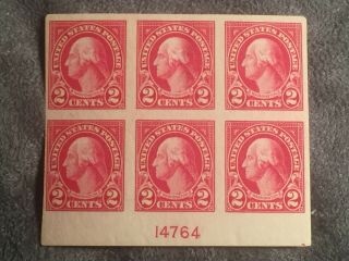 Scott Us 577 1923 - 25 2c Imperf Plate Block Of 6 Stamps Mh