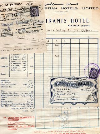 Egypt Semiramis Hotel Bill With Labels & Revenues