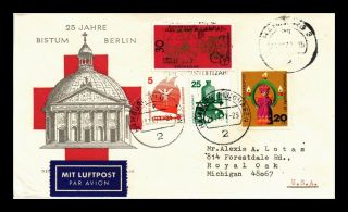 Dr Jim Stamps 25 Years Bistum Berlin Germany Airmail Multi Franked Cover