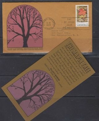 Can 537 - 1971 7c Maple Leaves In Four Seasons - Fdc By Elliott - Marion W/ Insert
