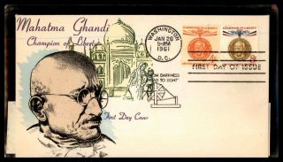 Gandhi Overseas Mailers 1961 Fdc Combo First Day Cover