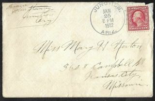 25 January 1912 Cover,  Letter Junction Arizona Territory To Kansas City Mo