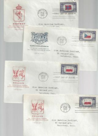 Set 14 WWII Overrun Country FDC ' s Scott 909 - 21 w/ Farnam cachets matched address 2