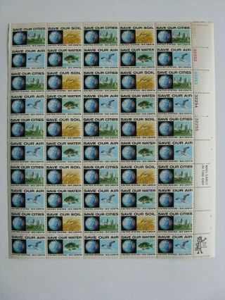 Scott 1410 - 3,  Anti - Pollution - 6 Cent - Sheet Of 50 Stamps Mnh Og 1970