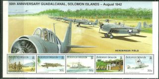 Solomon Islands 727 Mnh S/s 50th Anniversary Battle Of Guadalcanal
